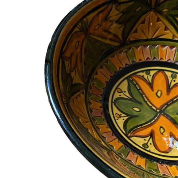 2/$40 Boho large hand painted Morocco clay bowl, signed - Picture 12 of 13